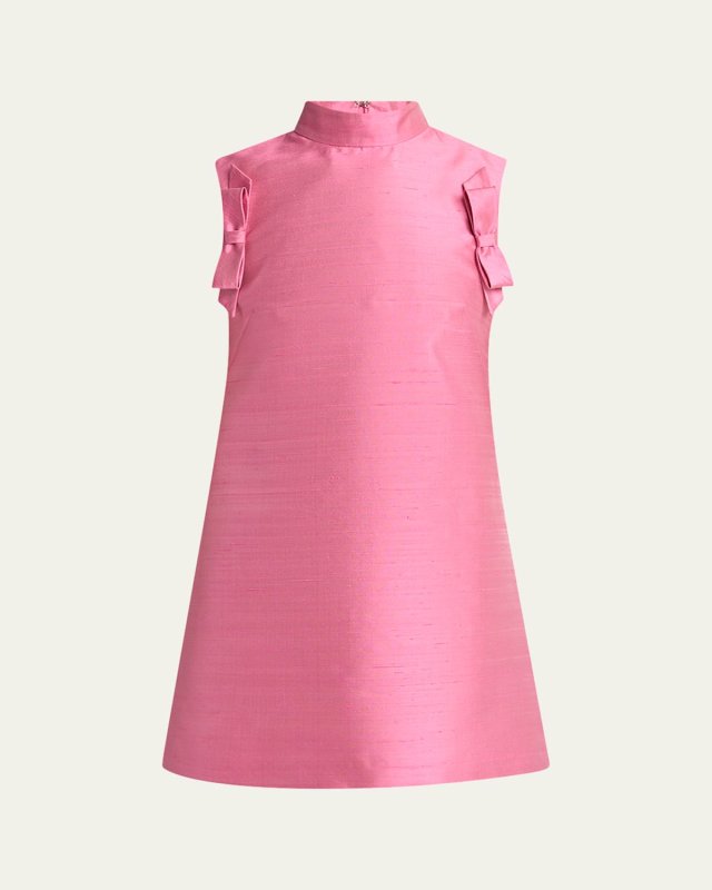 Bow Shantung Silk Mini Dress